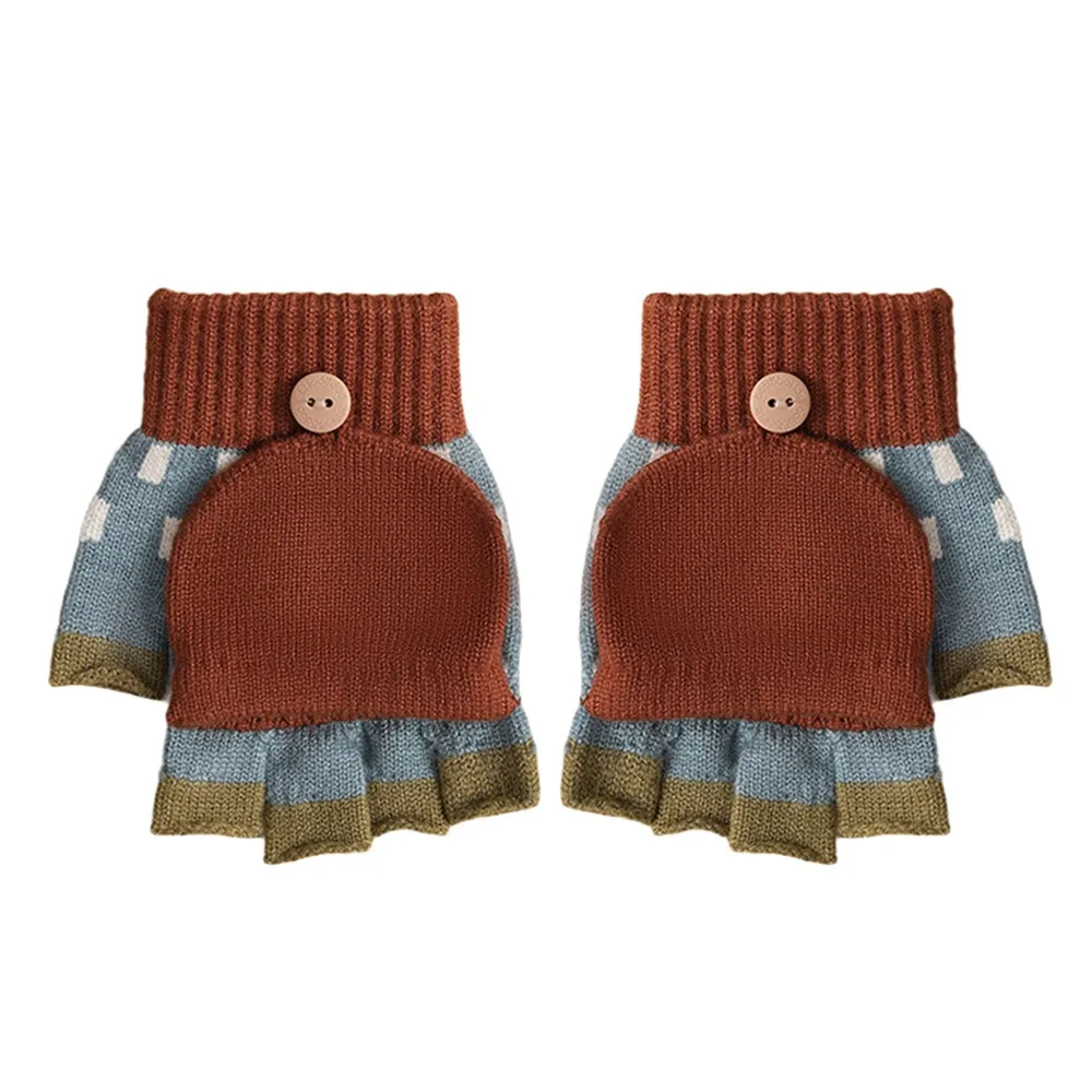 

3- 10Years Old Cute Warm Winter Gloves Coldproof Windproof Children Mittens Elastic Thicken Knitted Gloves Toddler