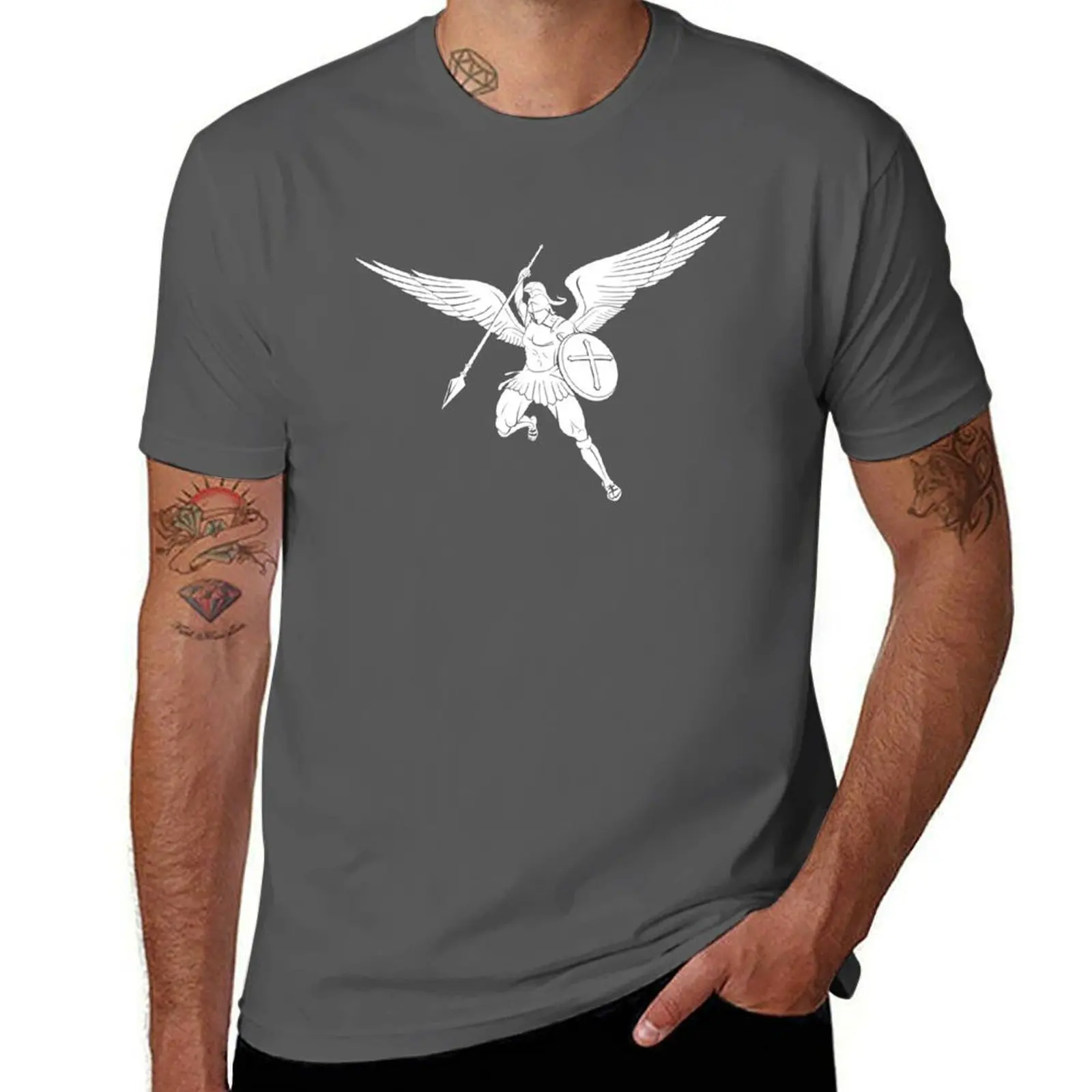 

White Archangel Saint Michael T-Shirt anime t shirts for man anime t shirts oversize T-Shirt