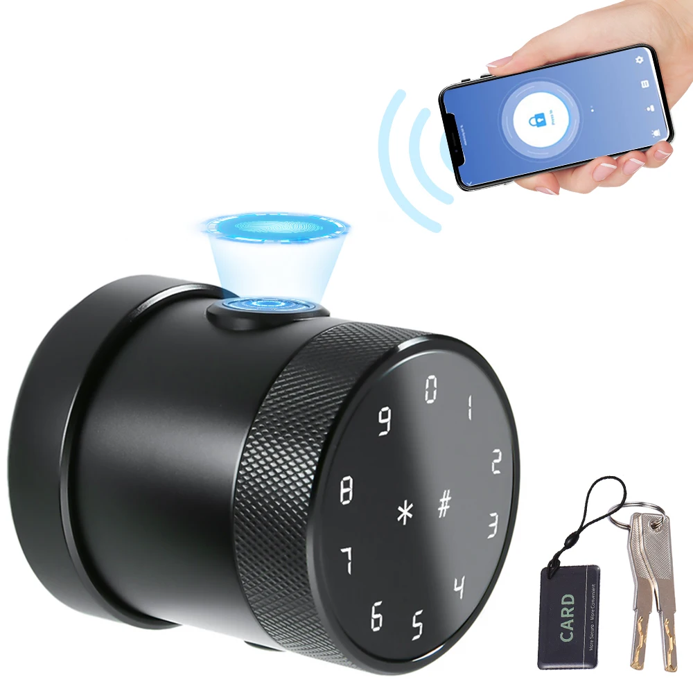 5-in-1 Unlock Smart Door Lock Keyless Entry Biometric Door Knob with Keypad BT Tuya App Remote Control Password Fingerprint Door