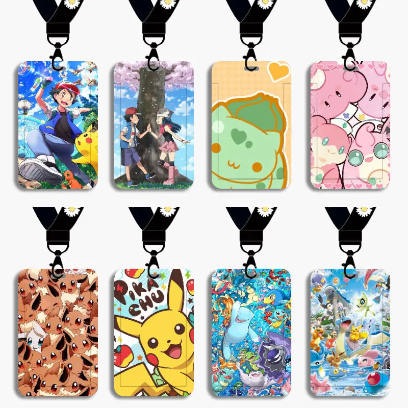 20 Styles Pokemon Pikachu Eevee Bulbasaur Ash Ketchum Card Holder Cartoon Charmander Psyduck Bus Card Id Campus Card Card Cover