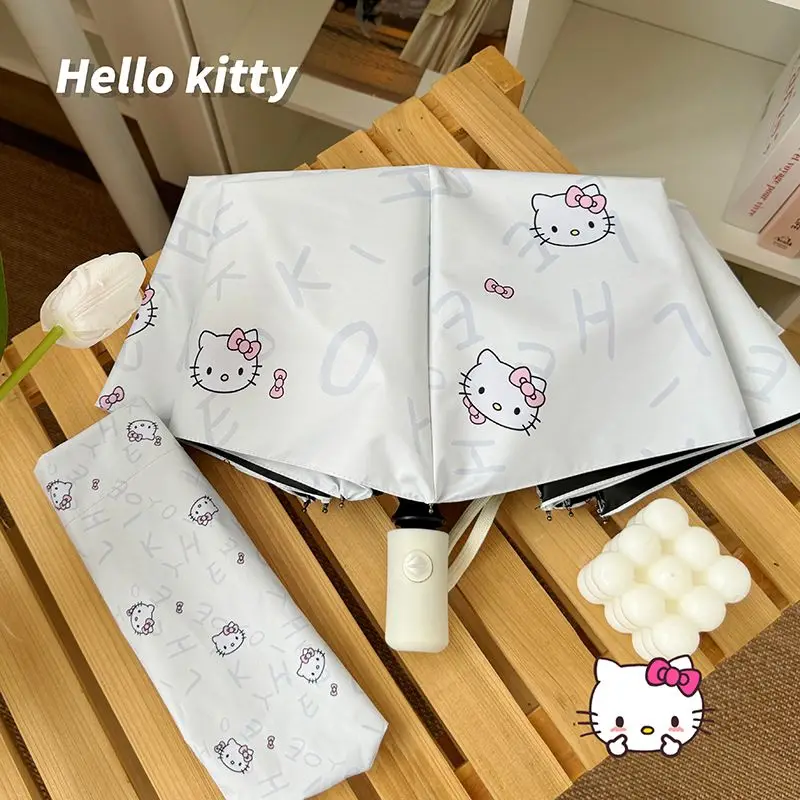 Hello Kitty two-dimensional animation peripheral kawaii rain or shine student summer anti-UV portable folding vinyl umbrella