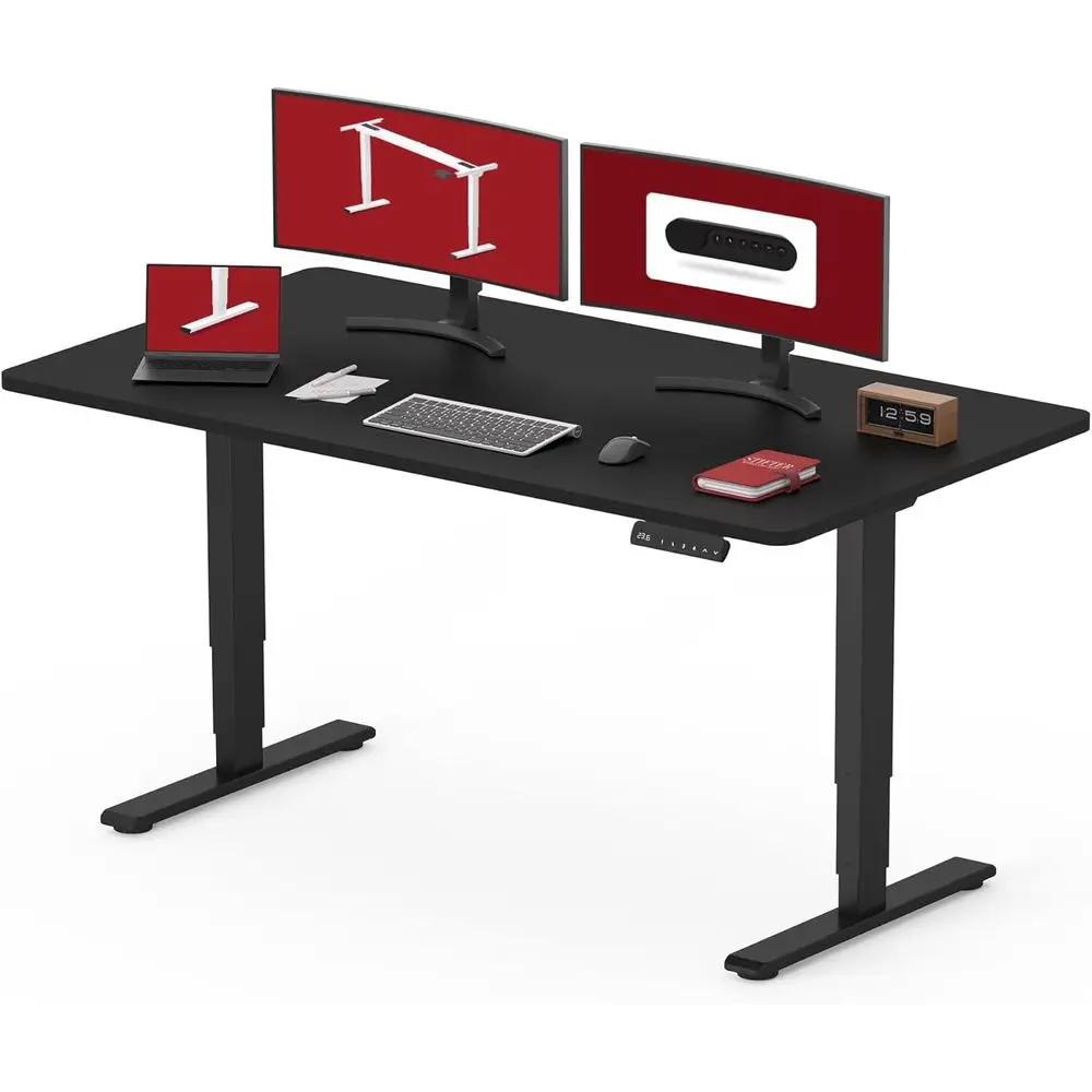 

48 Электрический стол с двумя двигателями, стол-стойка с регулируемой высотой для домашнего офиса, 3-ступенчатая стабильность (черная рама/черный верх 48 x 30)