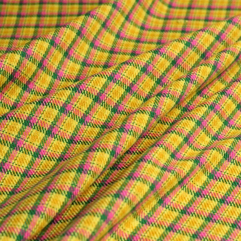 50x145cm Yellow/Pink/Green Plaid Yarn-Dyed Braided Tweed Fabric For Women Autumn Jacket Dress Suit Coat Handbag DIY Cloth Sewing