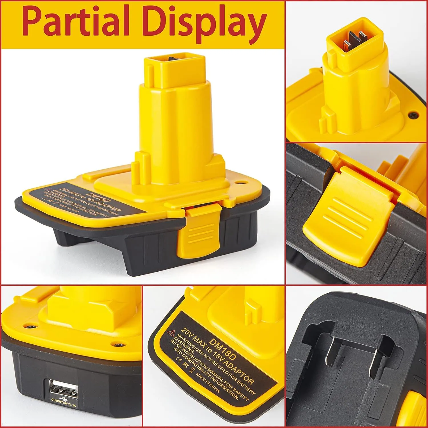 DM18D Battery Adapter with USB Convert for DeWalt 20V&Milwaukee 18V Lithium Battery to For DeWalt NiCad&NiMh Battery Power Tools view 4