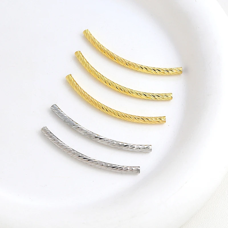 10 Pieces  Copper Plated 18K Gold Cut Face Threaded Bend  DIY Manufacturing Fashion Jewelry, Necklace, Bracelet Accessories