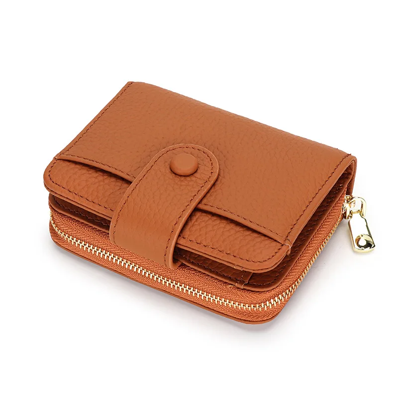 

2024 New Short Wallets For Women Genuine Leather Card Holders First Layer Of Cowhide Coin Purse 2in1 Zipper Hasp Bifold Wallet