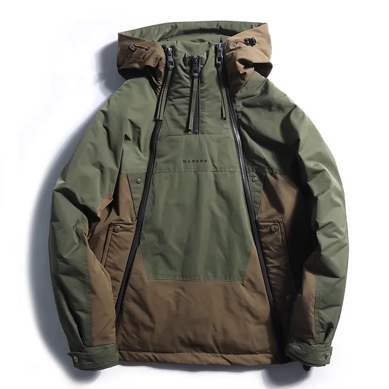 

Mcikkny Men Winter Warm Jackets Double Zipper Hooded Thermal Outwear Parkas Plus Size 5XL
