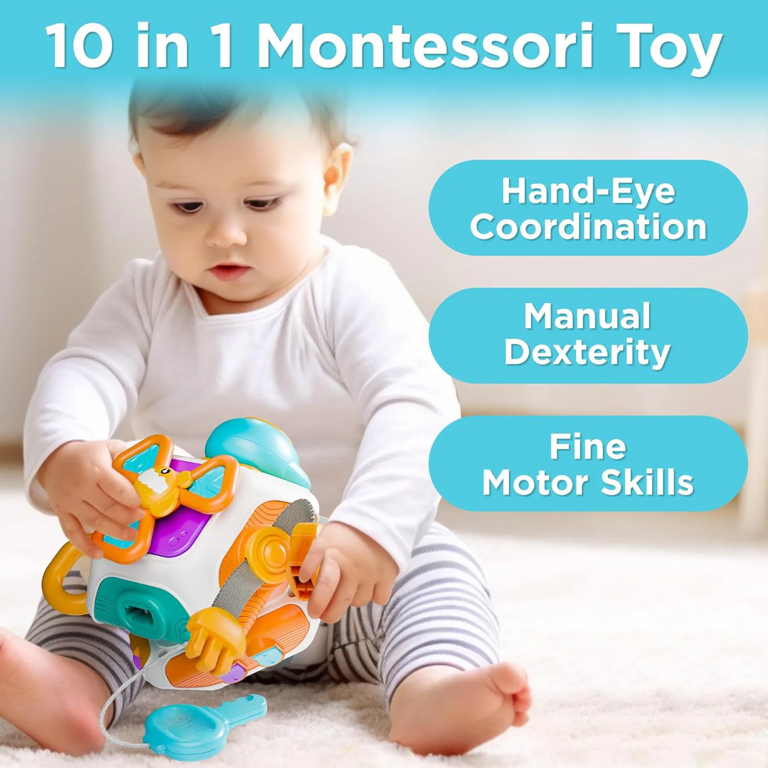 Montessori Sensory Toys Baby Busy Cube Activity Travel Toy Educational Learning Fidget Toys for Fine Motor Skills Children Gift