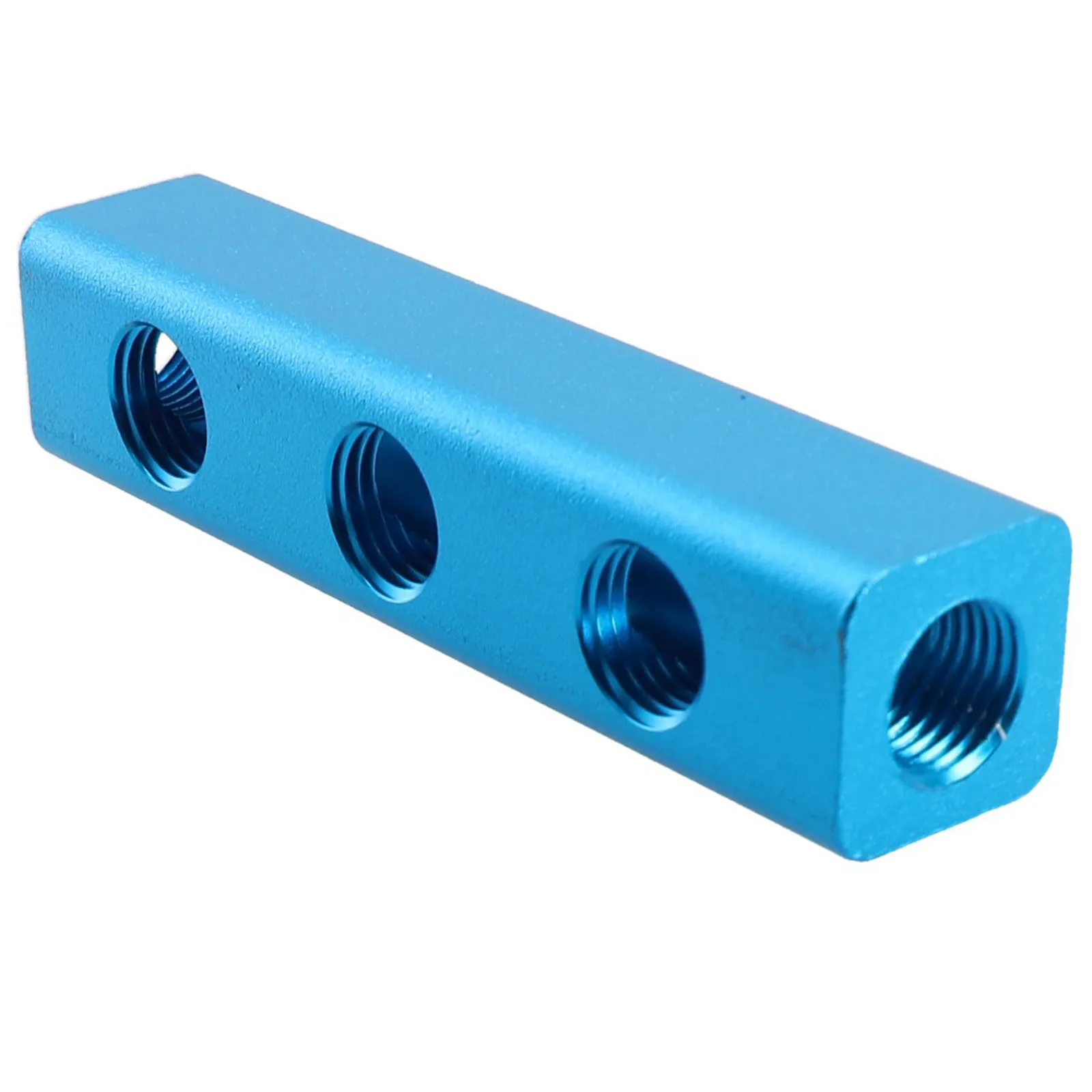 Aluminum 14in 3 Way Splitter Fitting for Pneumatic Air Hose 6 Port Manifold Block Thread Port Diameter 1/4 inch