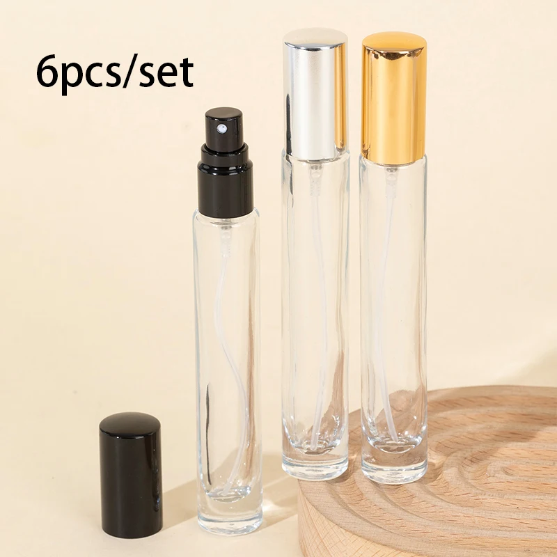 6pcs/set luxury 10ml glass perfume spray - refillable transparent spray bottle - ideal for travel and fragrance lovers