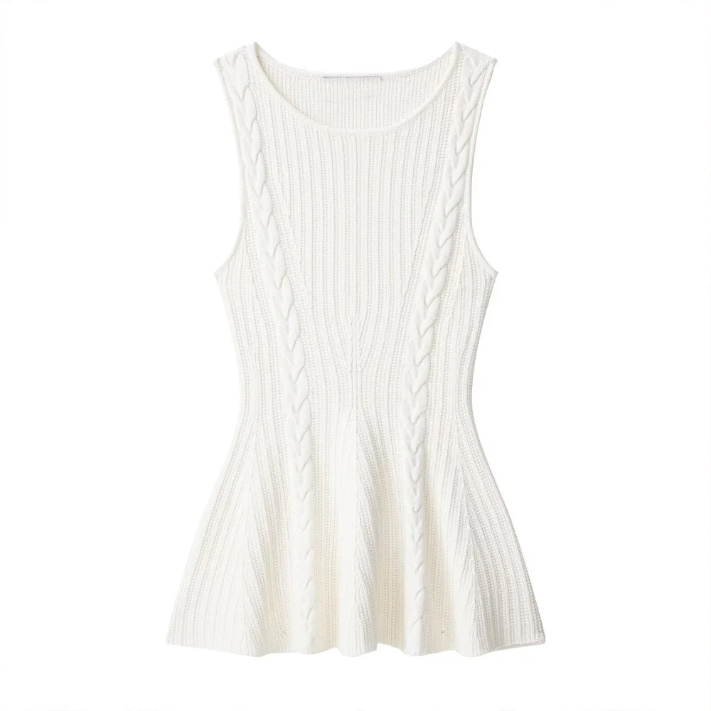 Transfronteiriça início do outono novo estilo europeu e americano feminino cortiça saia de malha estilo bainha colete superior