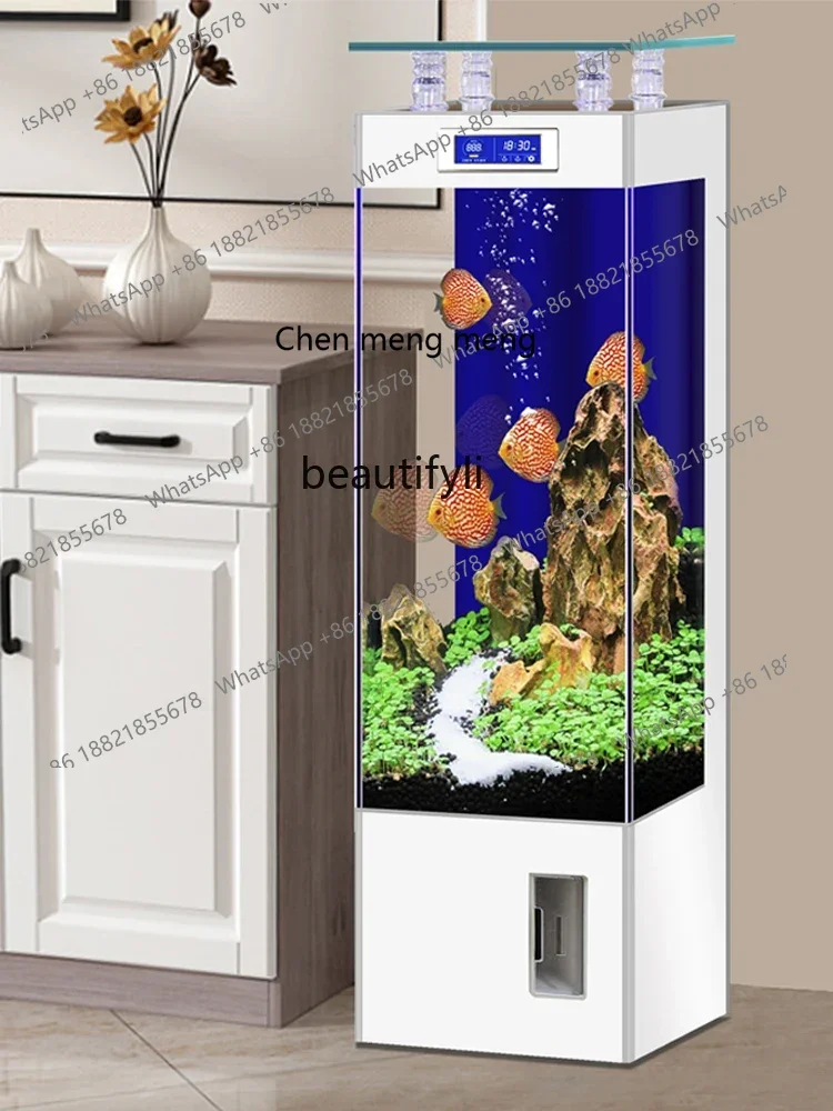 cc182R Super White Glass Fish Tank Living Room Vertical Floor Ecological Fish Globe Intelligent Aquarium R