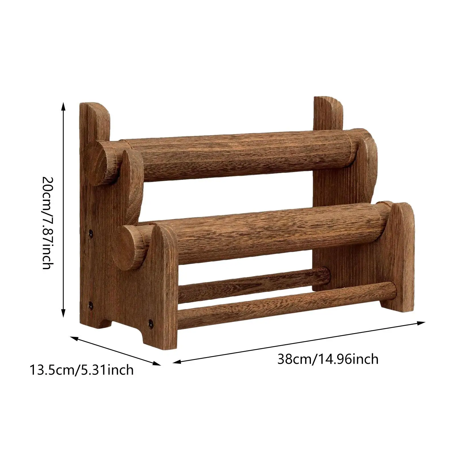 2 Tier Bracelet Holder Wood Modern Accessories Scrunchie Stand Tower for Desktop Counter Displaying Home Organization Necklace