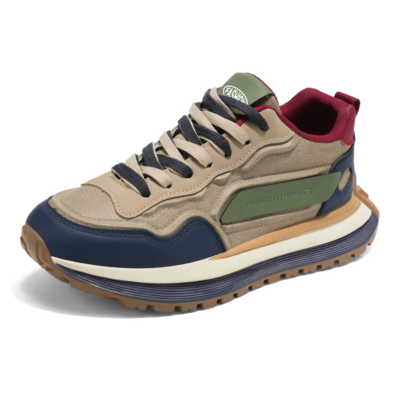 

2025/Новая мужская обувь для отдыха на толстой подошве, нескользящая весна и осень, спортивная мужская обувь для отдыха, дышащие лоферы большого размера