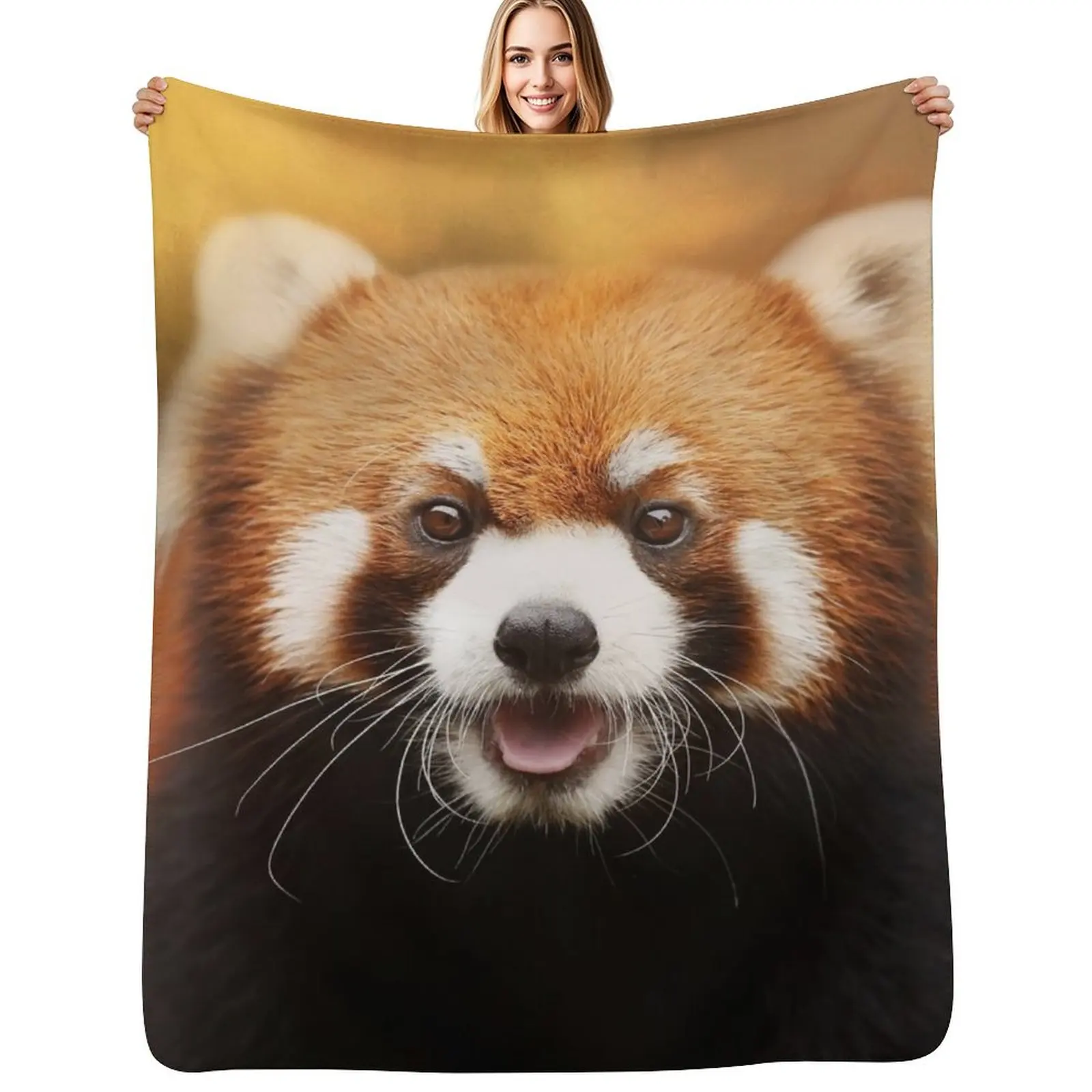 Red Panda Throw Blanket Weighted Warm Comforter Flannel Sofa Loose Blankets