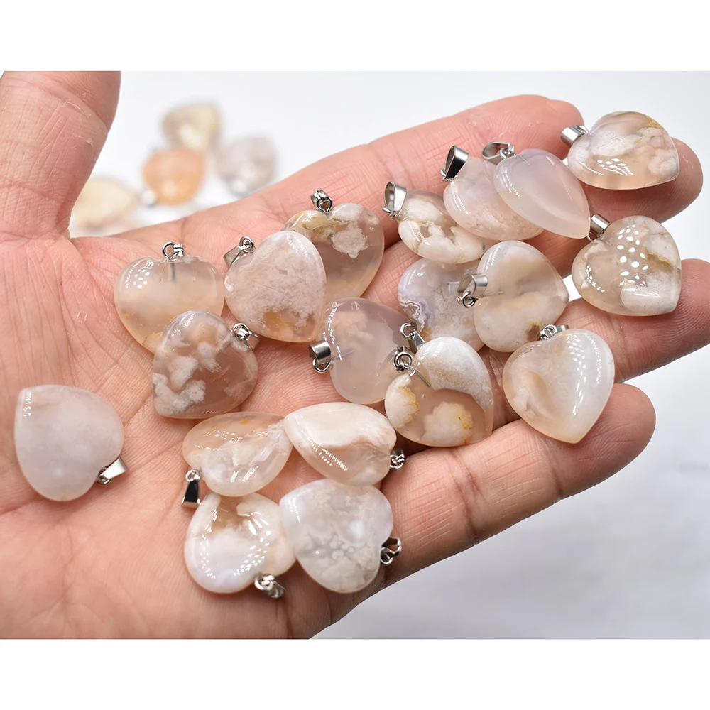 Großhandel 50 Stück/Los Modische 20mm Herz-Naturstein-Amazonit-Anhänger für Schmuckherstellung Kostenloser Versand – Detail 4