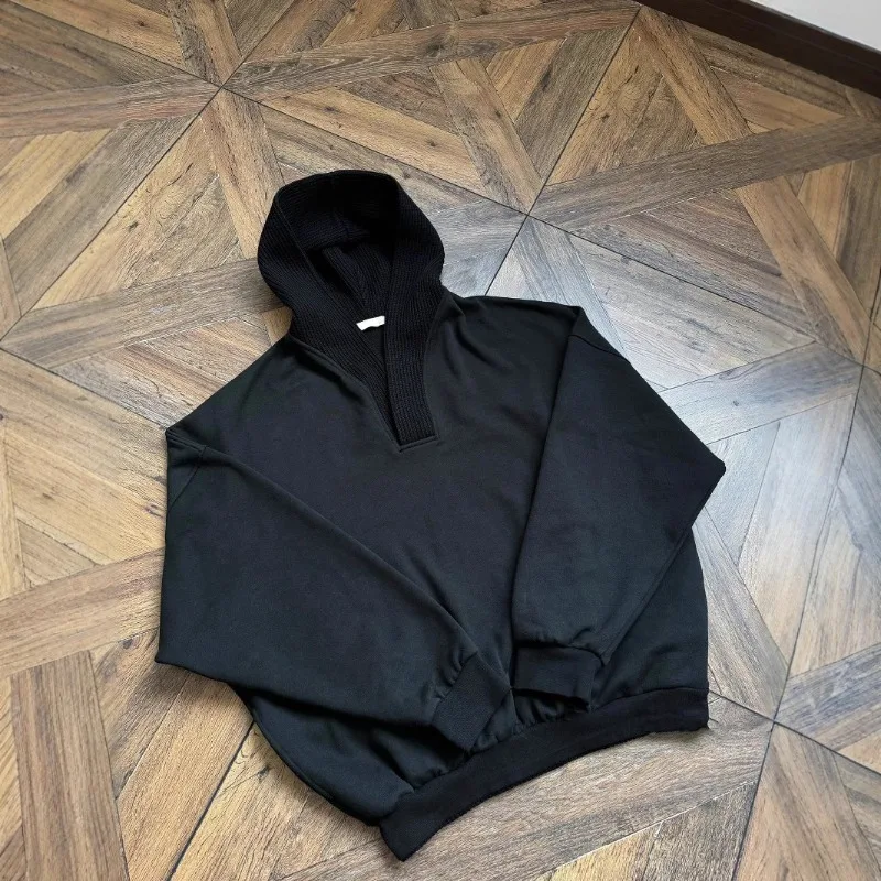 Cleanfit gray sweatshirt men's hooded spring and autumn wool stitching niche loose casual jacket