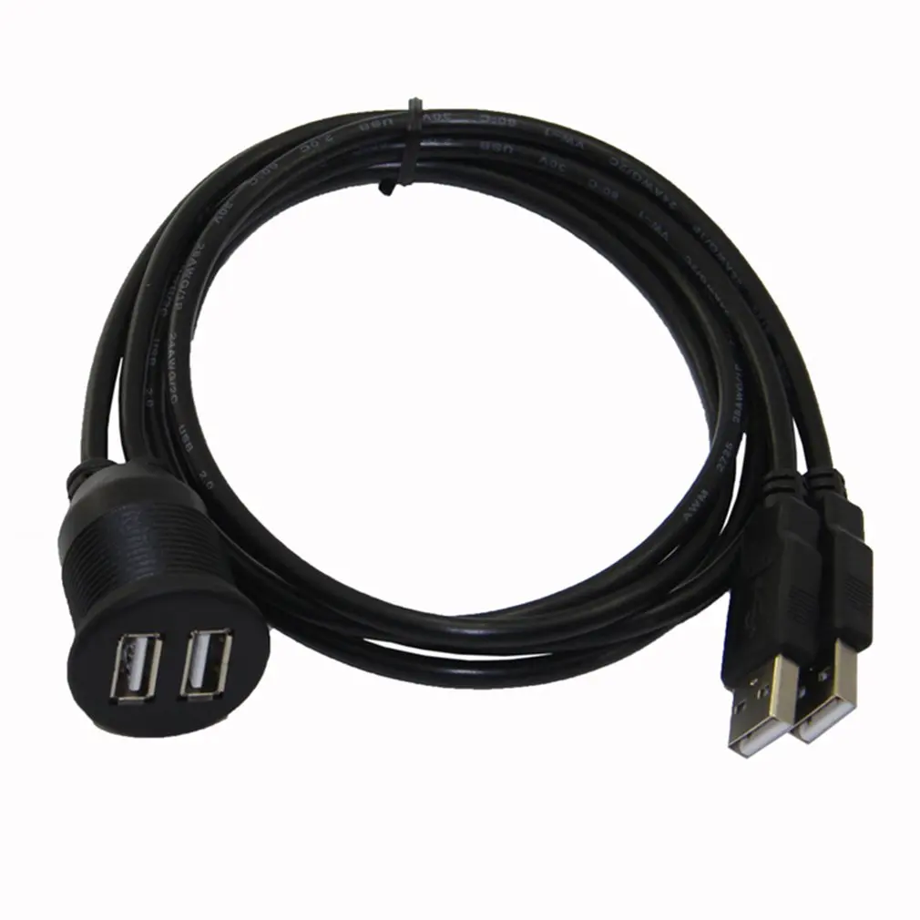 

Dual USB 2.0 Male to USB 2.0 Female Extension Cable For Car Truck Boat Motorcycle With Flush Mount Panel Wholesale Dropshipping