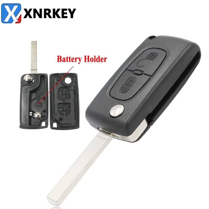 

XNRKEY 2 Buttons Flip Remote Control Key Shell case Fob VA2 for Citroen Car Key Shell Cover with Battery Holder