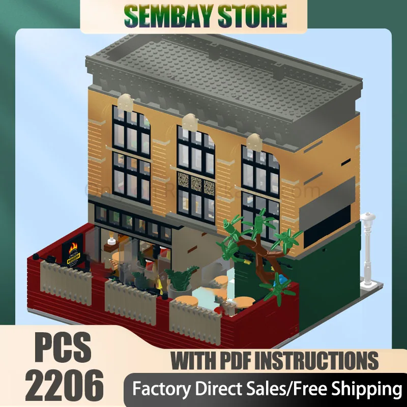 

Street View Moc Building Bricks The AFOL Loft & Burger Bar Modular Model Technology Blocks Christmas DIY Toy Construction Gift