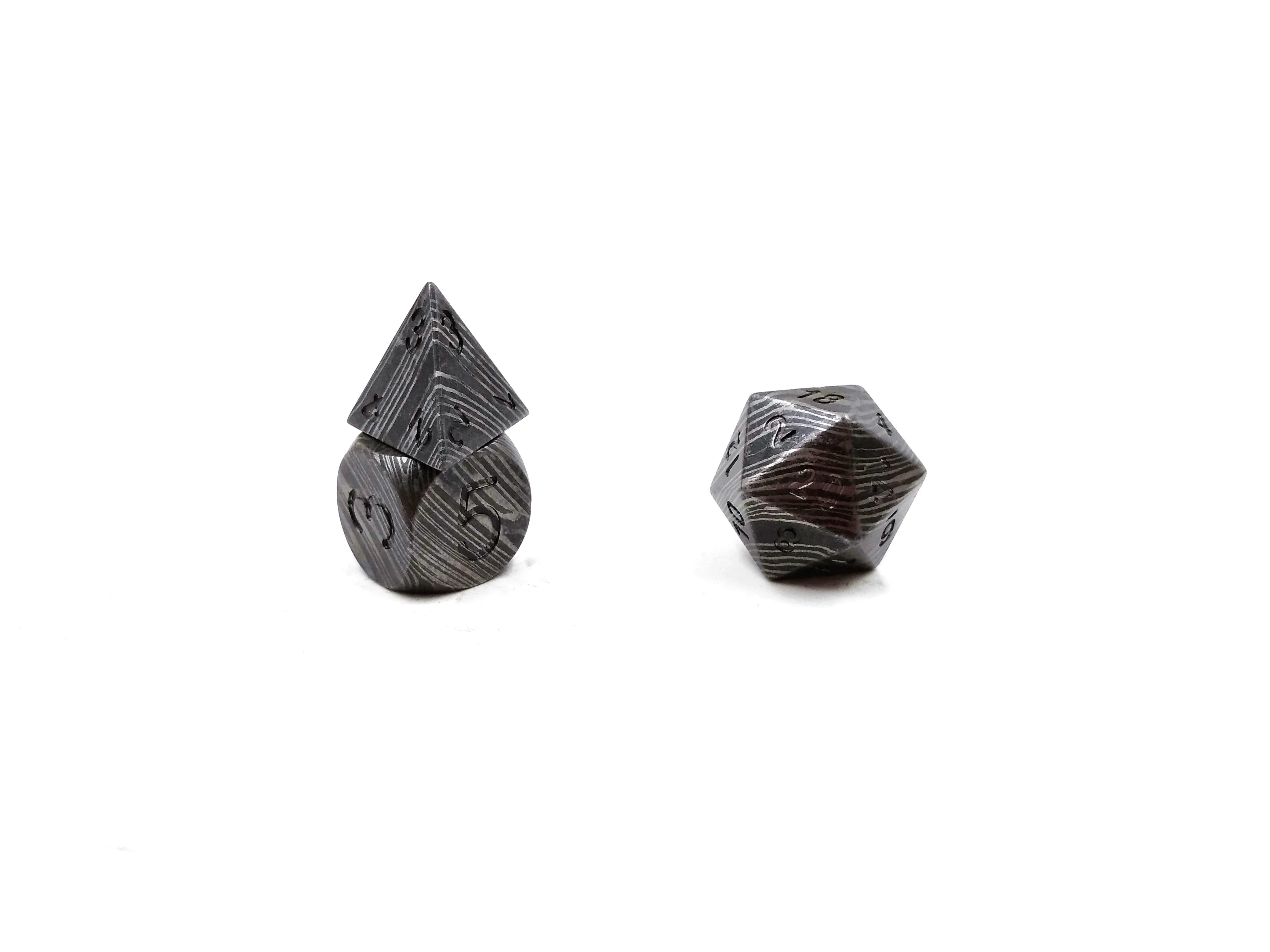 MBWS CNC Machining Damascus steel Polyhedral Custom Metal Dice set