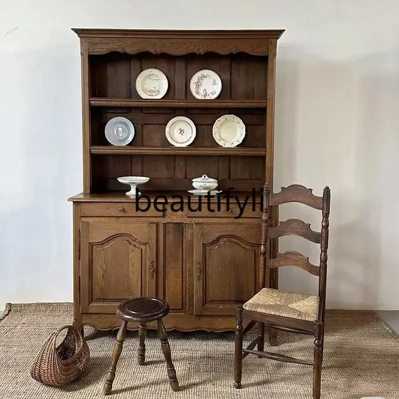 

French retro solid wood dining side cabinet American country living room decorative cabinet locker6220