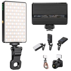 ST-120 Luz de vídeo LED Luz de relleno Recargable 3000 MAh Ajustado 3 modos de luz CRI95 Mini luz portátil para selfies 2500-9000K