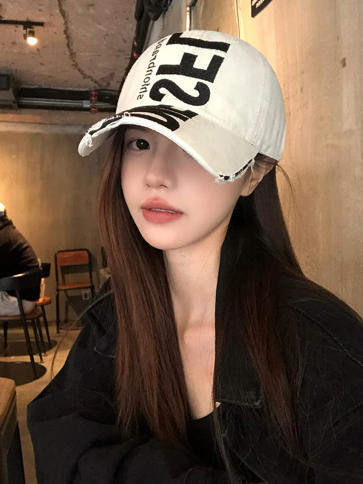 Retro American Street Style Baseball Cap Women's Trendy Deep Crown Flat Brim Hat Fashionable Face Slimming Cap