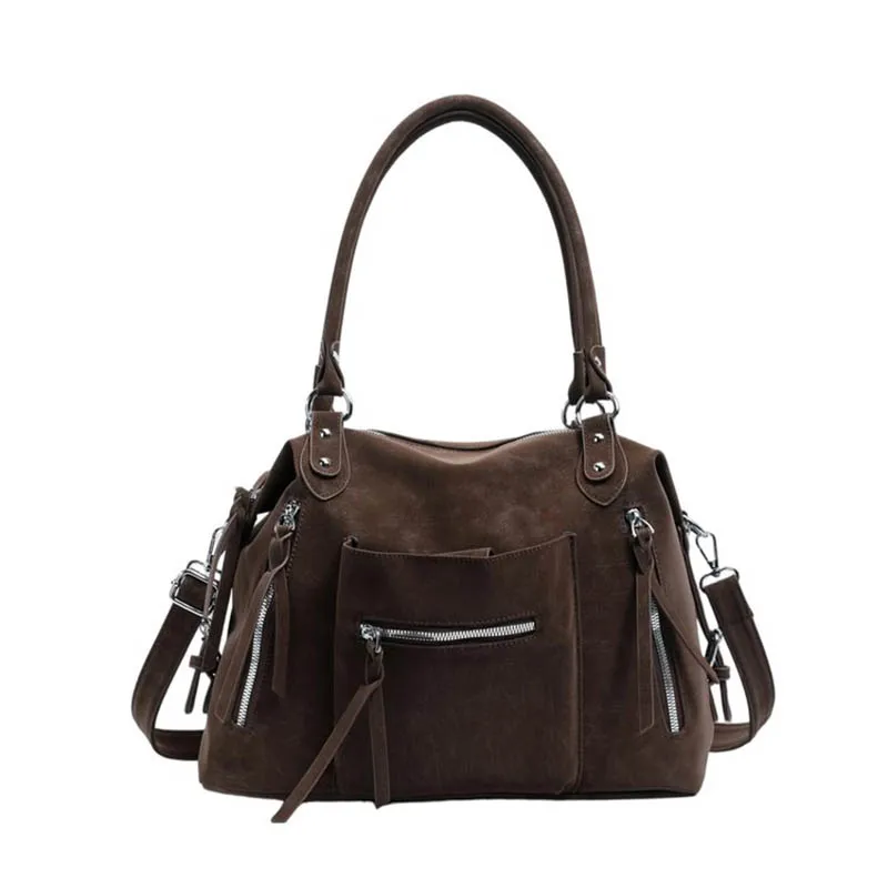 Ladies' Handbag 2026 Vintage Vintage Motorcycle Wind Pack New Large Capacity Soft Leather Commuting Bags One-Shoulder Tote Bags