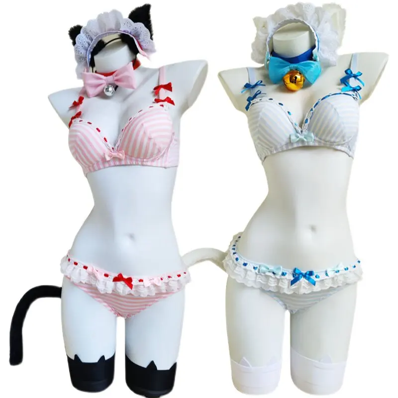 

NEKOPARA Chocola Vanilla Cosplay Costume For Women Summer Underwear Cute Cat Suit wig Lolita Girls Sexy Lingeries Swimsuit