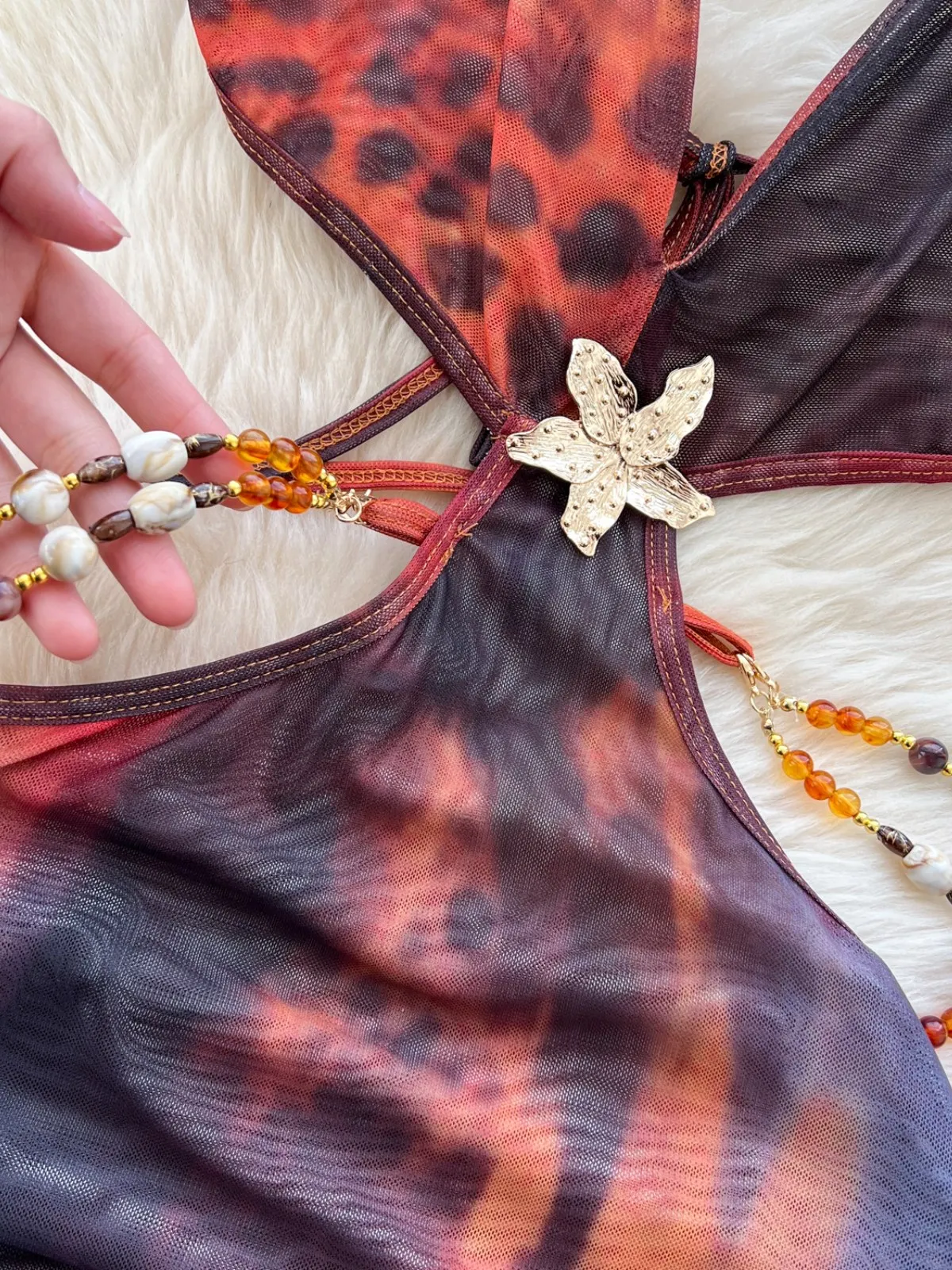 Sexy Red Brown Leopard Print Dress Women Halter Deep V Waist Cutout Side Slit Party Date Hot Girl Style Maxi Dress