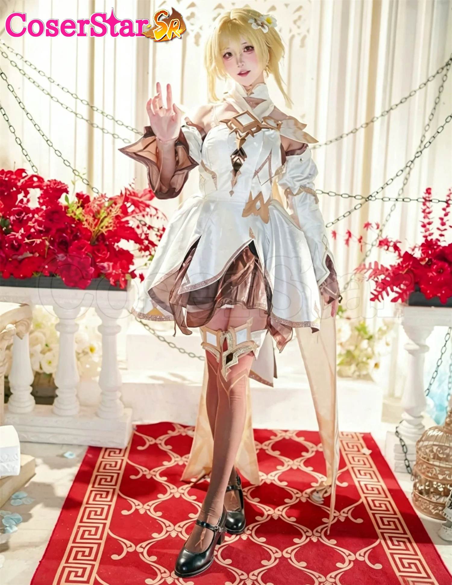 

CoserStar-SR GenshinImpact Lumine Cosplay Costume Outfit Women Halloween Carnival Anime Game Role Play Uniform Dress