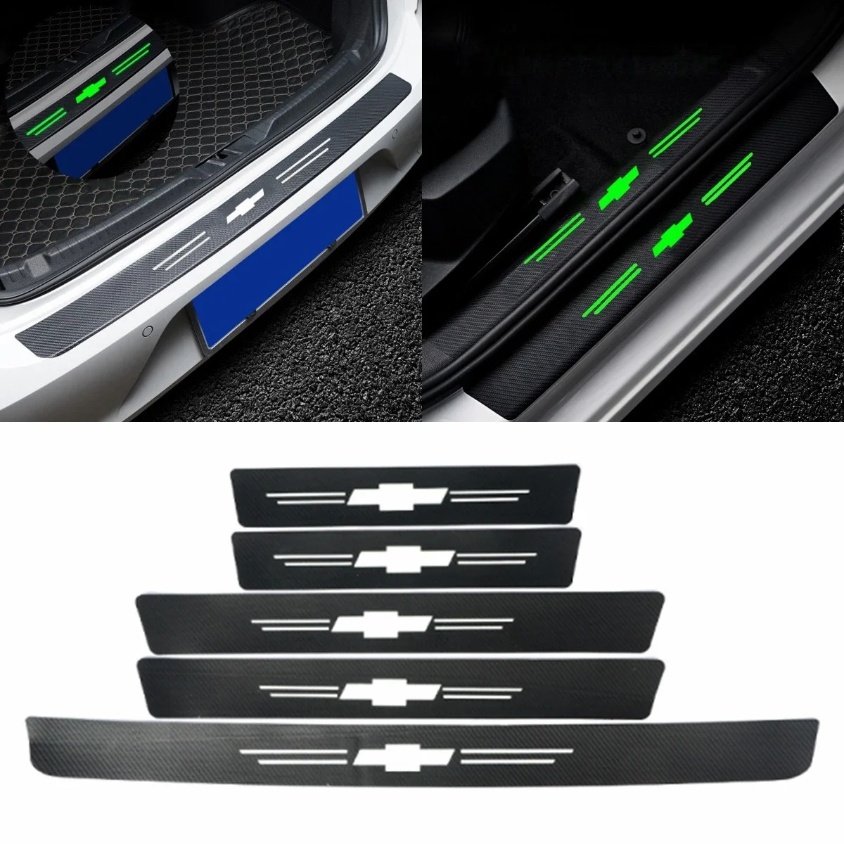 Car Threshold Anti-Scratch Stickers Luminous Decals for Chevrolet Cruze Malibu Cavalier Monza Sail Trax Equinox Captiva Orlando