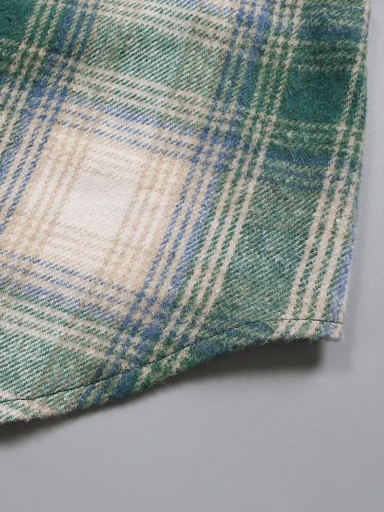 قميص كلاسيكي منقوش بأكمام طويلة مع زر بلوزات نسائية فضفاضة غير رسمية باللون الأخضر الساخن مع جيوب معطف طويل بلوزة نسائية جديدة #5