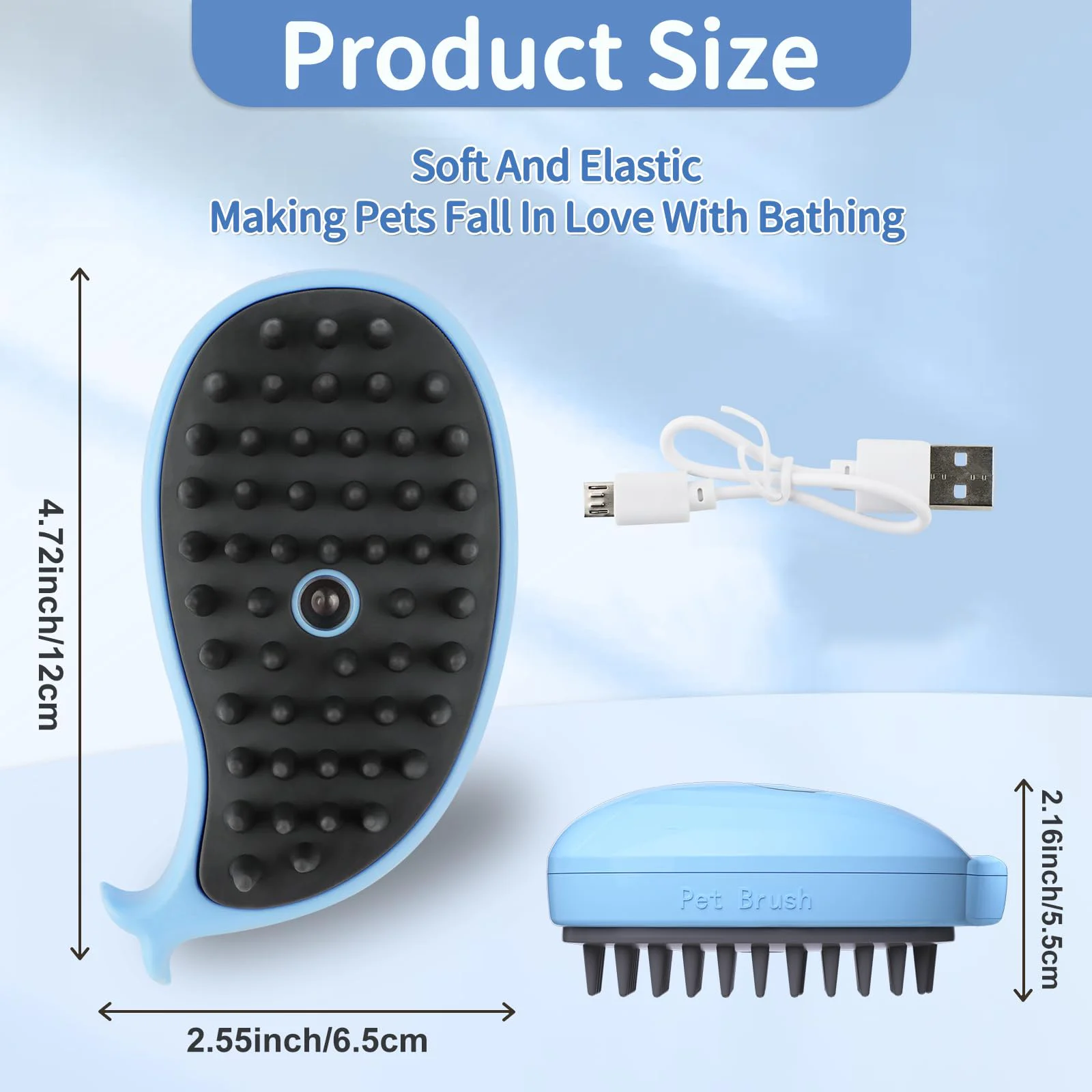 Electric Pet Cat Shower Brush Multifunctional Soft Grooming Tool with Steaming and Massage Features for Cats and Dogs Self