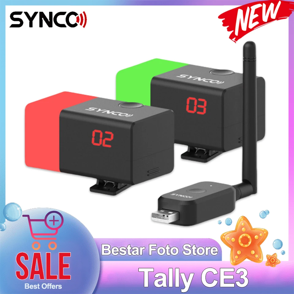 SYNCO Tally CE3 for Camera Photography Light over 2.4G LoRa with Lightweight Design Transmitter 10-hour Battery Life