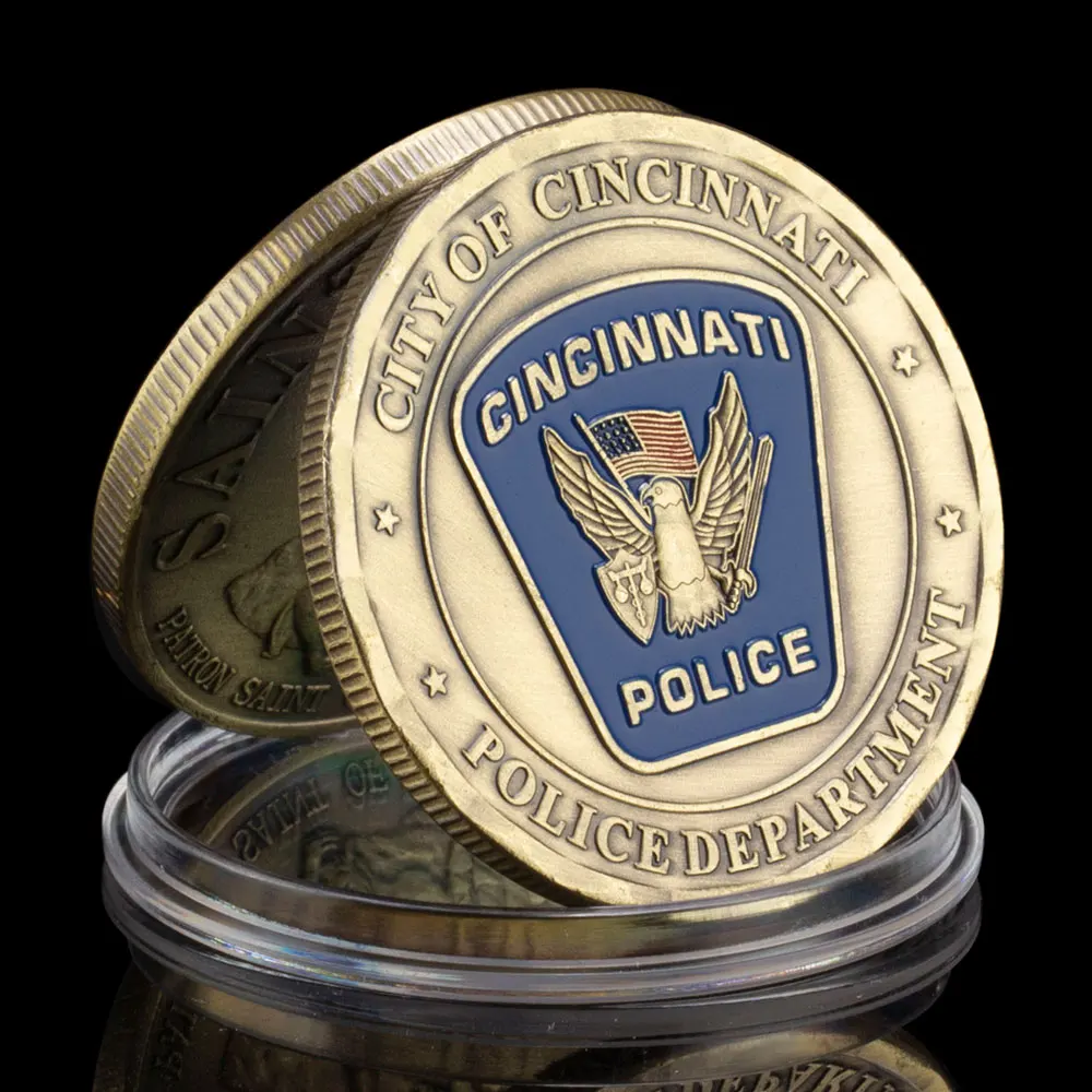 United States City of Cincinnati Police Department Collectible Copper Plated Souvenir Coin Saint Micheal Commemorative Coin