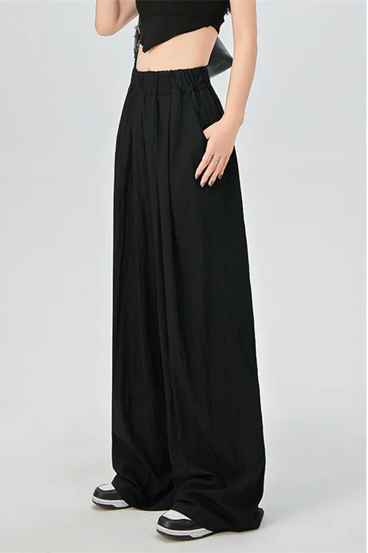 بنطال ذو قصة أرجل واسعة كحلي للسيدات صيفي من الخيزران والقطن مرقع سبليت Fairycore متعدد الاستخدامات خفيف الوزن ثنيات قابلة للتعديل #5