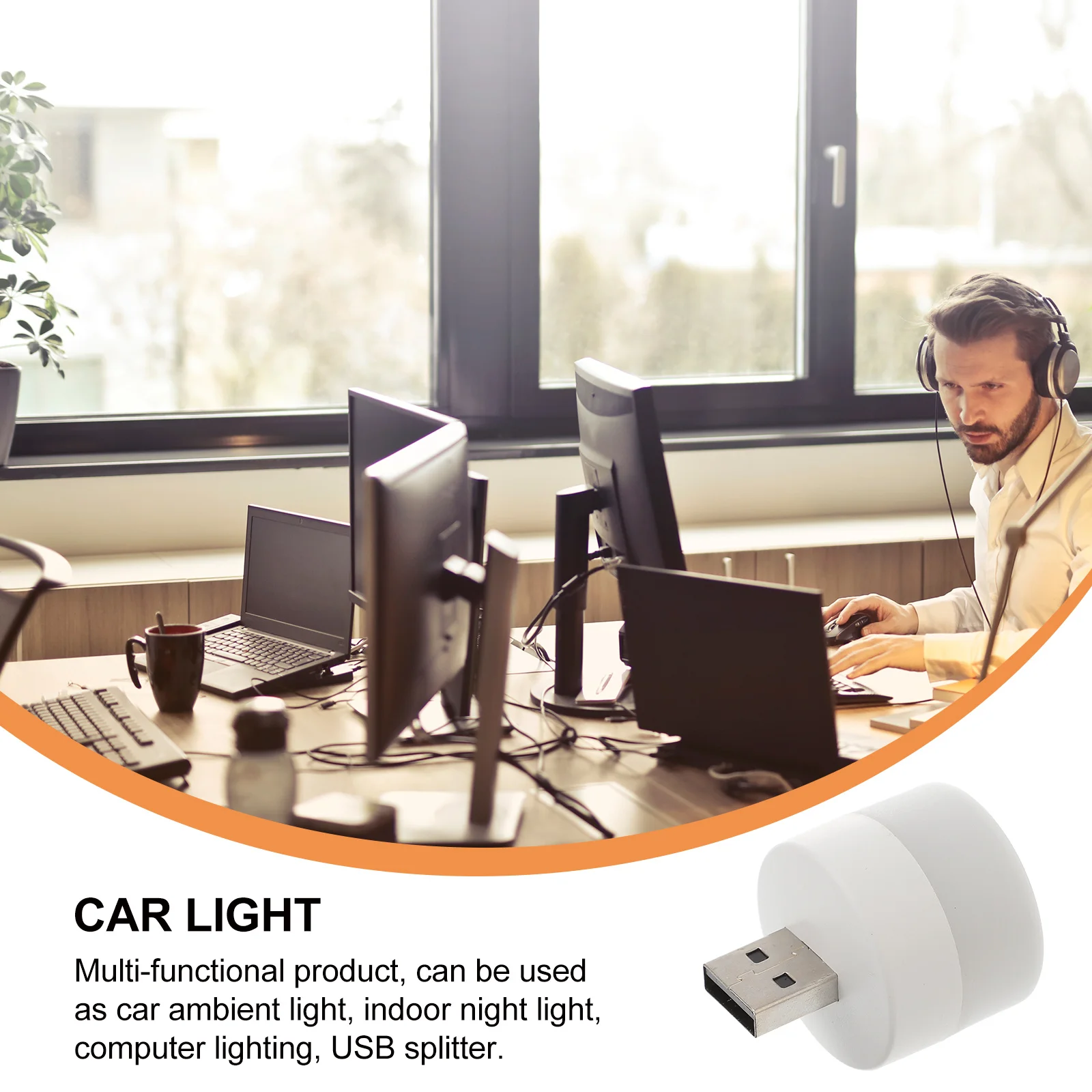 

2Pcs USB Hub Night Light Car Light Ambient LED Illumination Computer USB Powered Splitter Ambient Lighting Dock Holder Hub