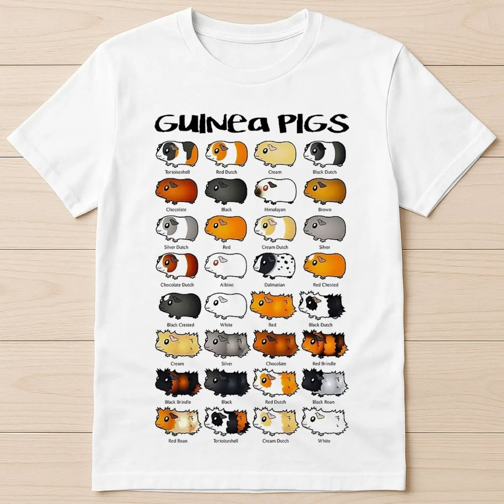 Breeds Name List Types of Guinea Pigs Funny Gift Tee T Shirt Cuddly Hamster Tops Men Hamster Club Clothes Loose T Shirt