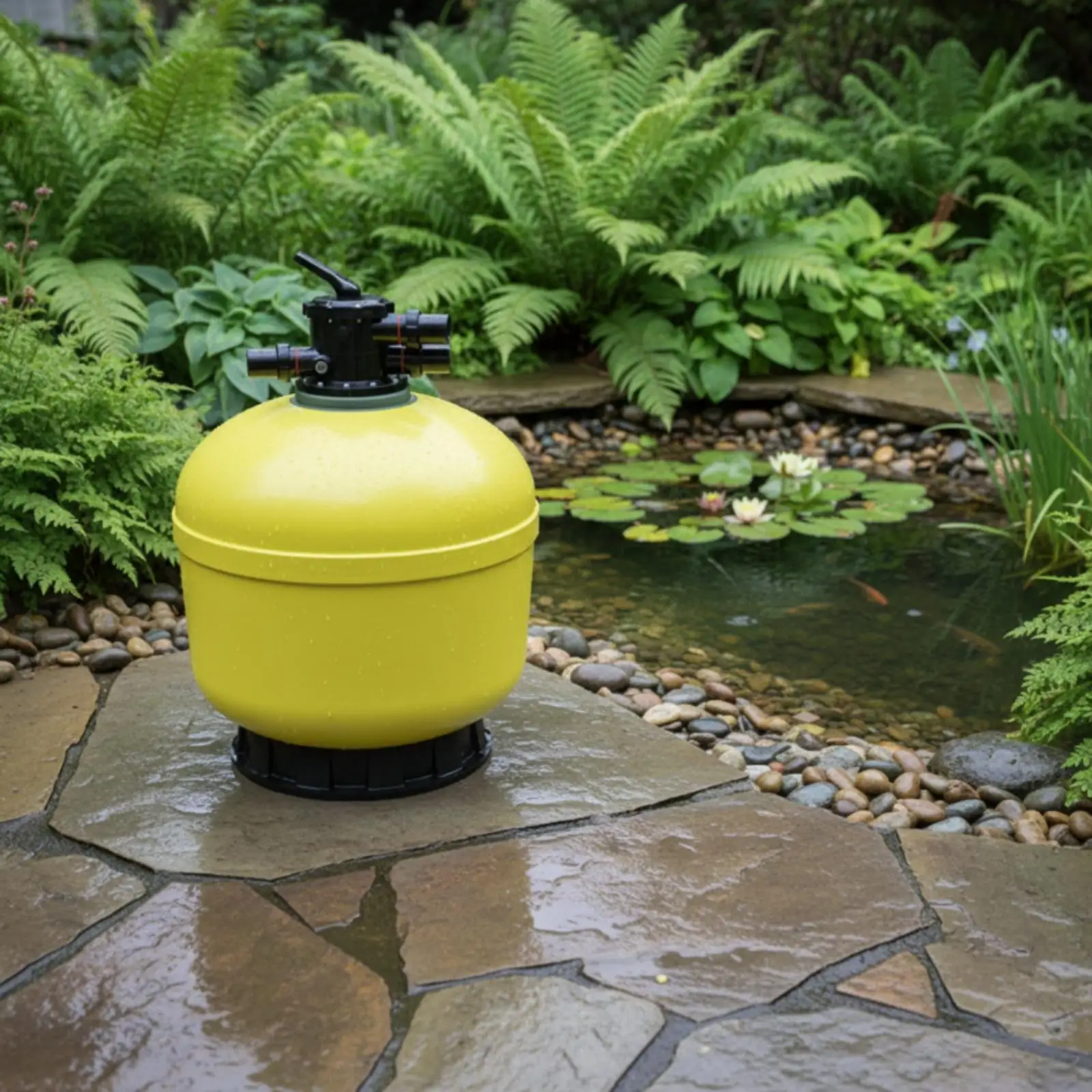 Sand Filter Tank with Multi-Port Valve Sturdy Fiberglass Sand Filter Compact Compatible for Swimming Pools, Ponds
