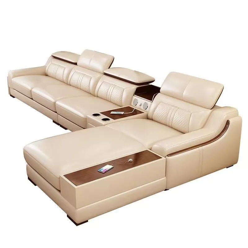 

Corner combination leather sofa first layer cowhide size apartment leather art