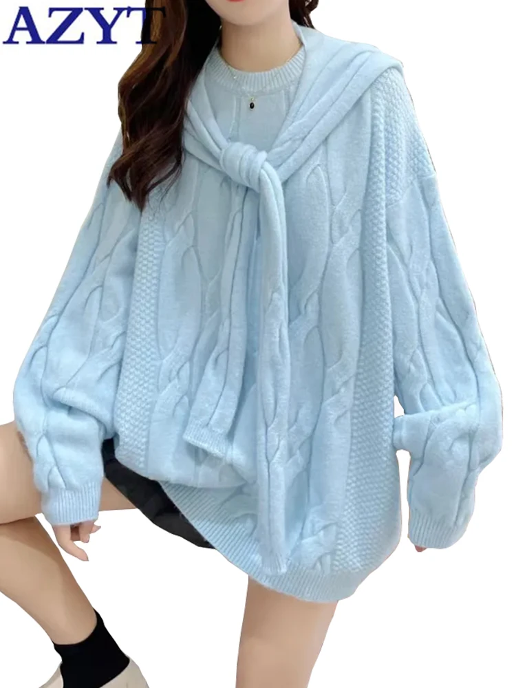 

AZYT Twisted Two Piece Set Knit Sweater Pullovers Women Winter Loose Soft Knitwear Jumper Female 2023 New Woman Sweater Tops