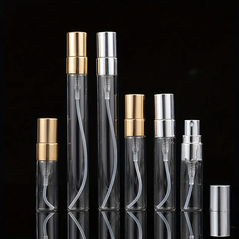 5 قطع، زجاجة رذاذ 3 مل/5 مل/10 مل، زجاجة عطر شفافة قابلة لإعادة الملء، بما في ذلك 5 زجاجات رذاذ، قطارة واحدة وقمع واحد