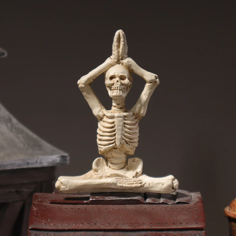 تمثال مهرجان الراتنج المزخرف ثلاثي على شكل جمجمة الهالوين لإنشاء جو العطلة في المنزل وغرفة النوم وغرفة المعيشة