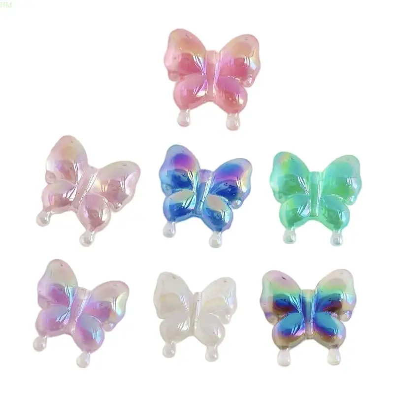 10Pcs Acrylic Beading Loose Luminous Butterfly Scattered Beads Friendship Bracelet Making Beads Jewelry Accessories