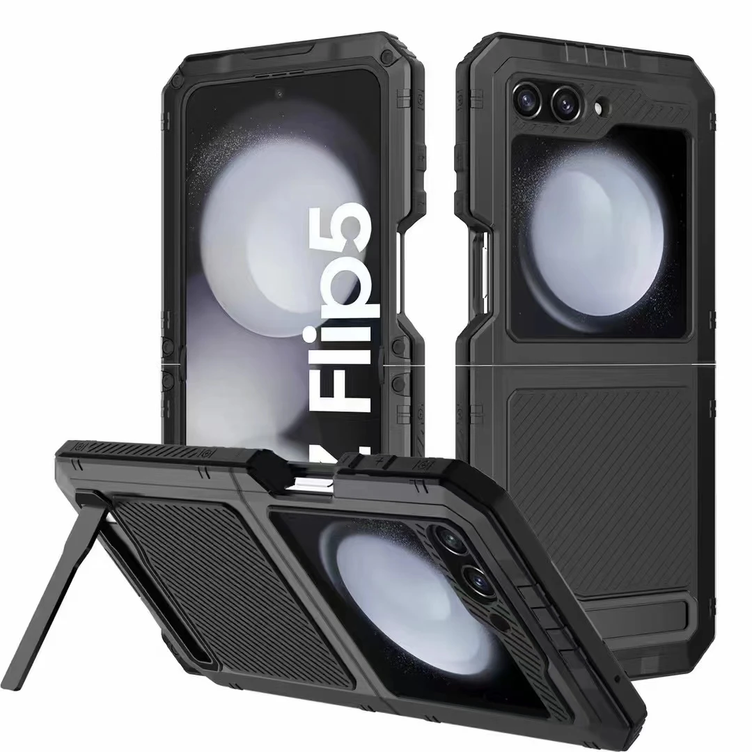 

Case for Galaxy Z Flip 5 /Z Flip 4 Heavy Duty Protection Armor Shockproof Hard Aluminum Metal For Samsung Z Flip 5 4 Phone Cover