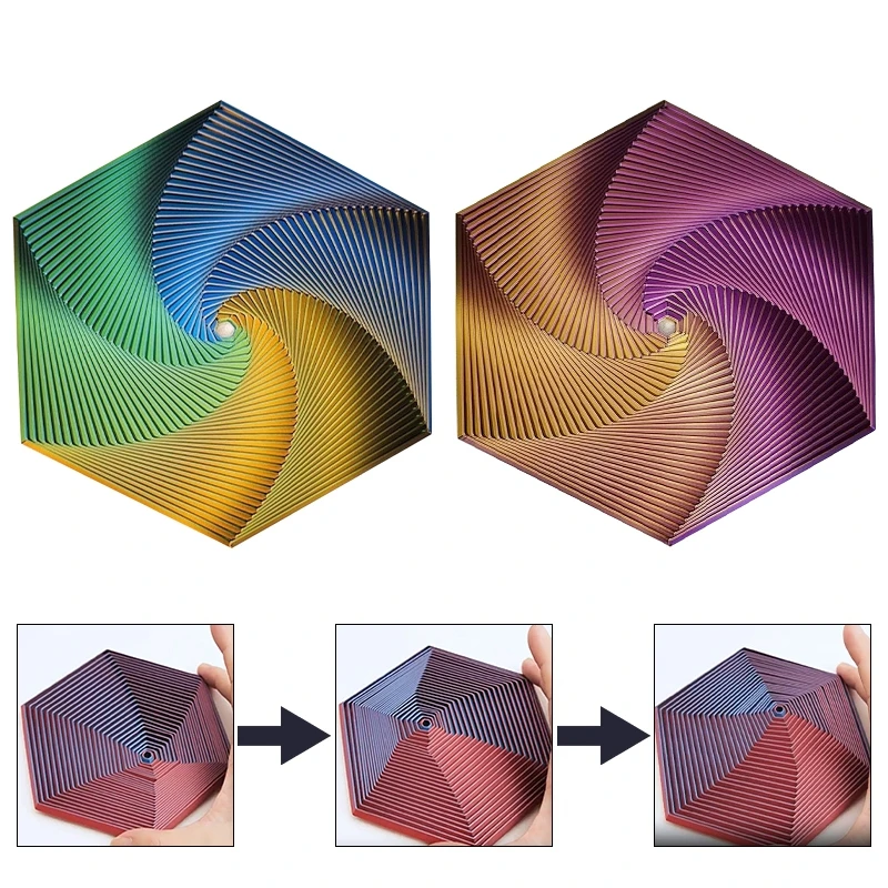 Фрактальная игрушка с 3D принтом, шестиугольная спираль, анти-тревога, декомпрессионная игрушка, украшение для рабочего стола, миниатюрные фигурки Фрактальная игрушка с 3D принтом, шестиугольная спираль, анти-тревога, декомпрессионная игрушка, украшение для рабочего стола, миниатюрные фигурки