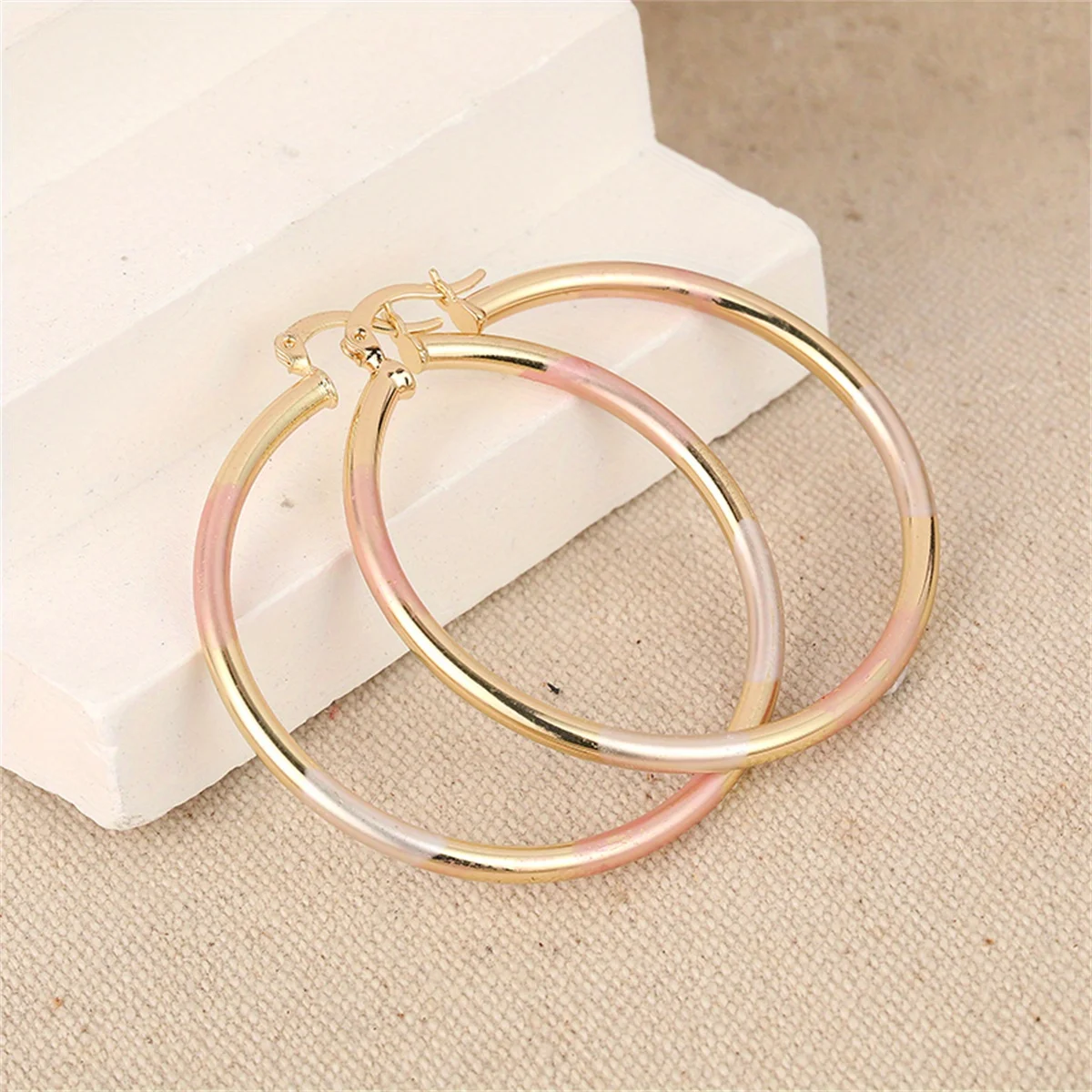 Trendy Statement Gold Copper Hoop Earrings For Women Round Gold Eardrop Luxury Jewelry Accessories for Wedding Anniversary Gift