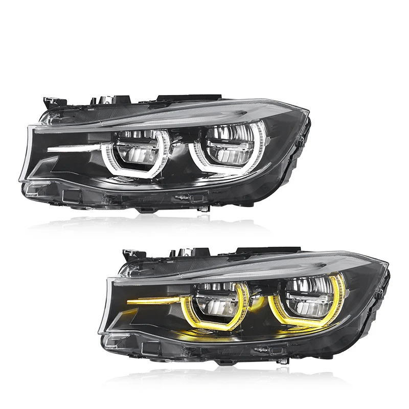 Car Front Light For BMW 3 Series 3GT F34 2013-2020 Modified Yellow White Dual-Color Golden Eye Laser Lens Headlight Assembly